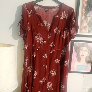 Torrid Maroon Floral Dress size 1